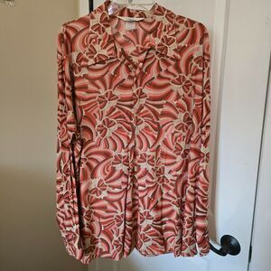 Vintage Jantzen 100 Women's Blouse with Psychedelic Butterflies Sz XL